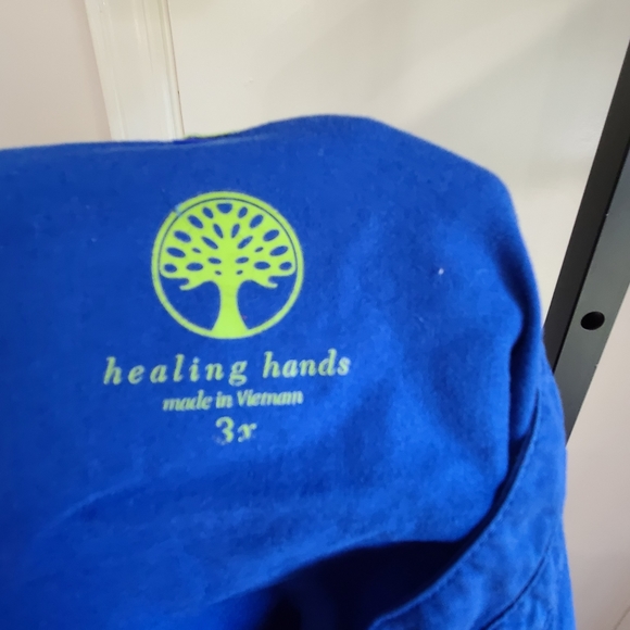 Healing Hands Womens Blue Scrub Top - Picture 2 of 3